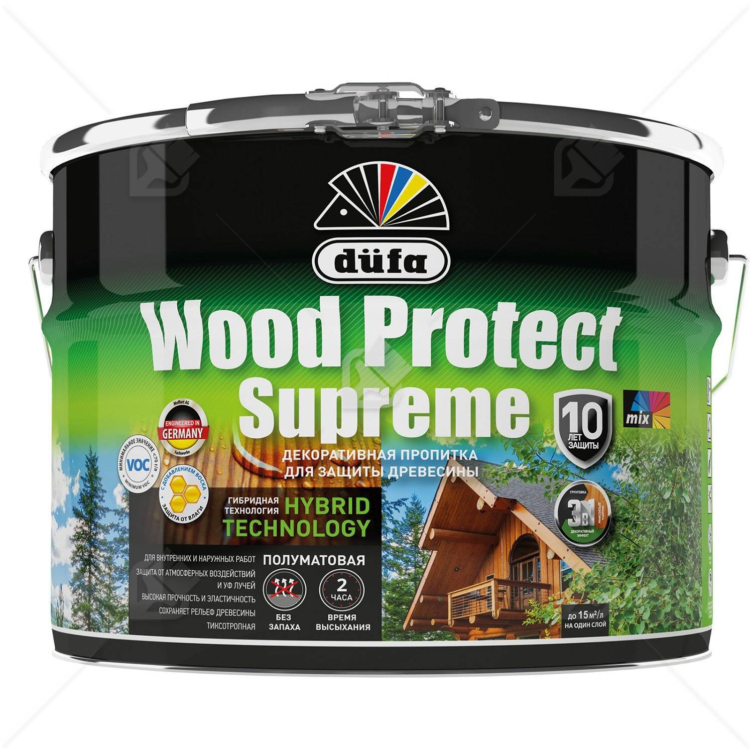 Пропитка декоративная для защиты древесины Dufa Wood Protect Supreme орех 9 л