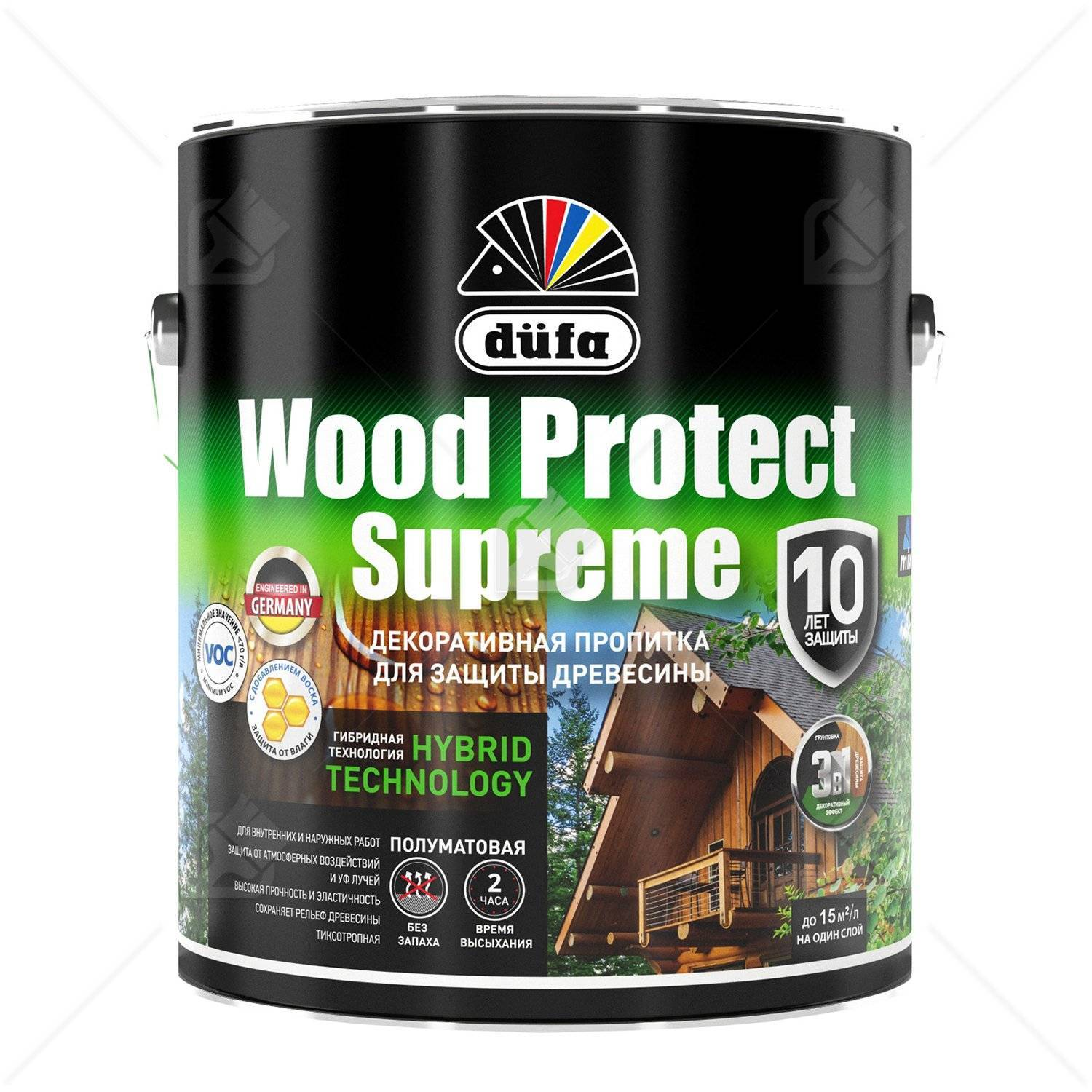 Пропитка декоративная для защиты древесины Dufa Wood Protect Supreme палисандр 2,5 л