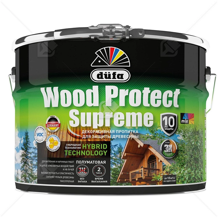 Пропитка декоративная для защиты древесины Dufa Wood Protect Supreme сибирская лиственница 9 л