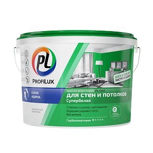 Краска для стен и потолков акриловая Profilux PL- 04А глубокоматовая белая 1,4 кг.